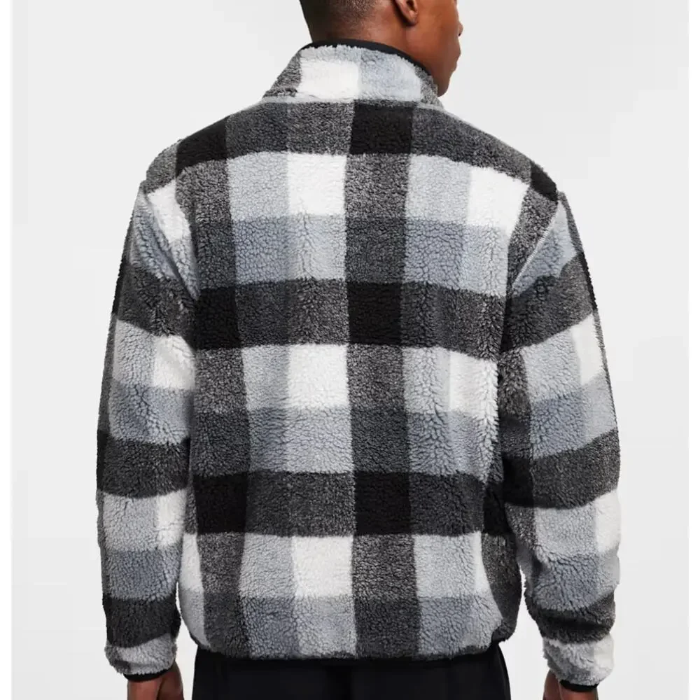 Nike Club Gray Plaid Fleece Men's Winterized Half-Zip NWT Size M